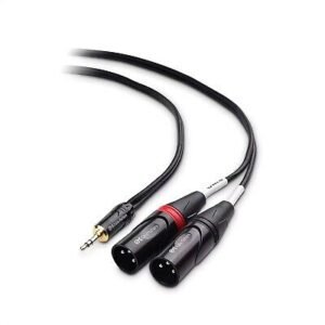 1M 3.5mm 1/8 Inch TRS to 2 XLR Cable, M/M Aux to Dual XLR Breakout Cable - Black