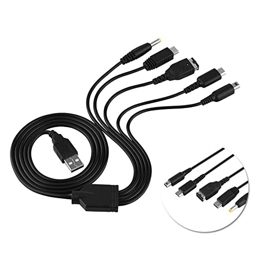 5 in 1 Gaming Cable For NDS, NDSL, PSP, 3DS, NDSi Fast Charging Cable Multi-Interface Design
