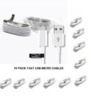 10 Wholesale Job Lot Fast USB Micro Sync Cable For Samsung J3 J5 S7 S6 S7 White