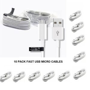 10 Wholesale Job Lot Fast USB Micro Sync Cable For Samsung J3 J5 S7 S6 S7 White