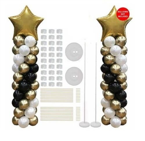 2 Sets Balloon Arch Set Column Stand Base Frame Kit Wedding Birthday Party Décor