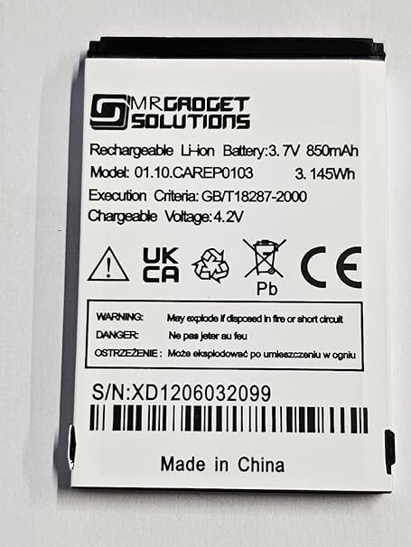 Mr.Gadget Solutions Battery Compatible With Doro 3.7V Replacment battery Compatible for Doro 01.10.CAREP0103, PhoneEasy 345, 334