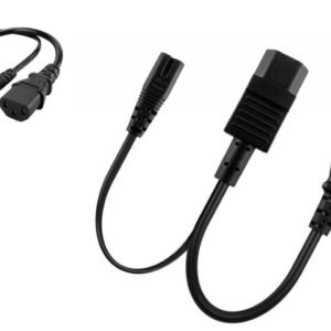 C14 Male to C13+C7 Female Splitter AC Power Extension Adapter Cable (2FT/60CM)