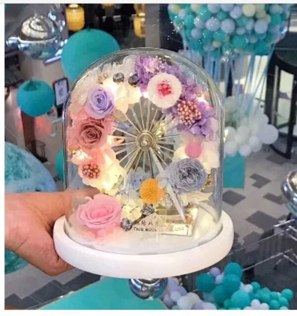 Handmade Real Glass Roses Ferris Wheel, Flower Gifts Handmade Preserved Piece