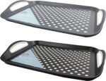 2 x Anti-Slip Top and Bottom Plastic Serving Tray with High Grip Rubber Non-Slip