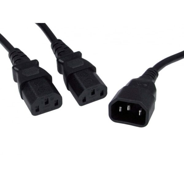 C14 to 2x C13 IEC 10AMP Mains Power Y Splitter 30cm Cable Kettle Lead PC Monitor