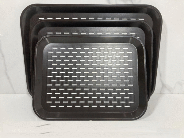 Anti Slip Food Tray Rectangular Top and Bottom Non Slip Tray Plastic-Set of 2