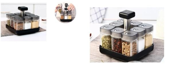 8Pcs Kitchen Seasoning Spice Jar Storage Rack Rotating Set Organizer Holder