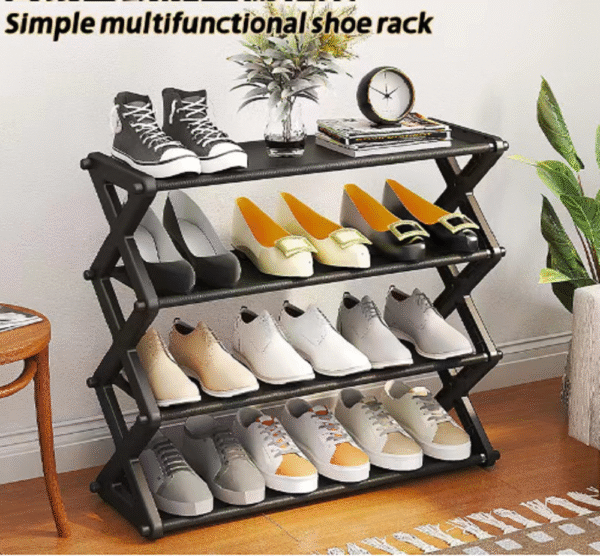 Portable Shoe Rack 4-Tier Shoe Organizer Foldable & Reliable Shoe Rack