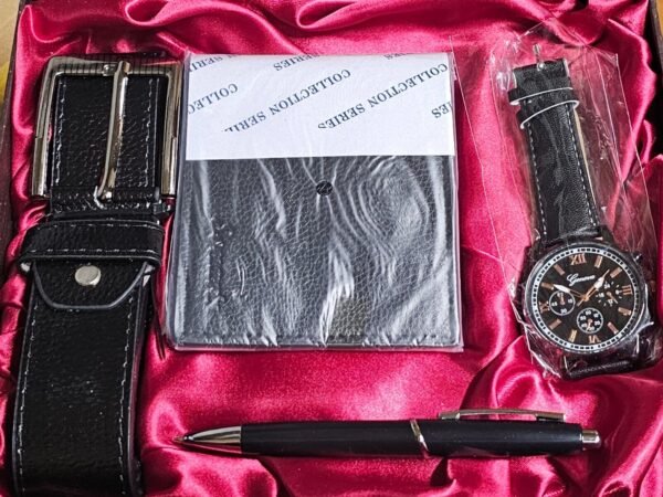 Men's Perfect & Stylish Gift Box Set with Watch, Wallet,Pen & Belt with Buckle