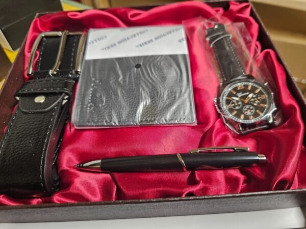 Men's Perfect & Stylish Gift Box Set with Watch, Wallet,Pen & Belt with Buckle
