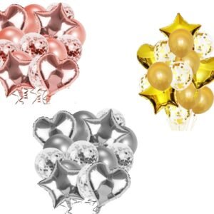 Party Decorations Self Inflating Foil Colourful Balloons In Heart & Star Shape