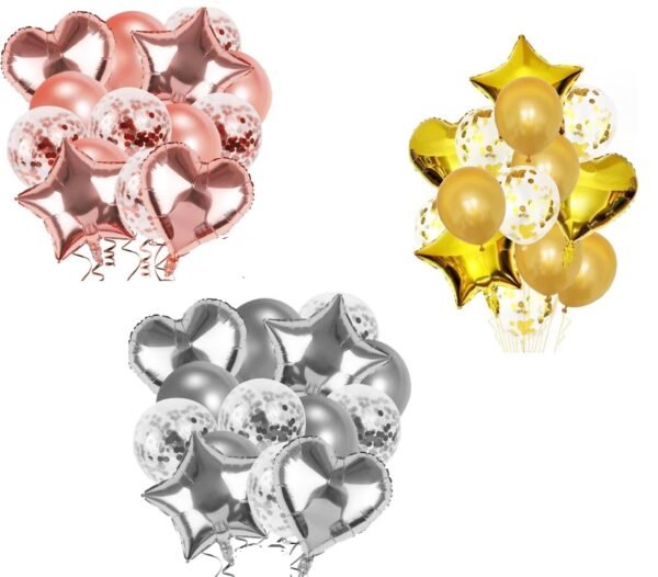 Party Decorations Self Inflating Foil Colourful Balloons In Heart & Star Shape