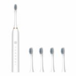 Electric Toothbrush Powerful Cleaning Rechargeable 6 Modes Brush - 4 Heads USB