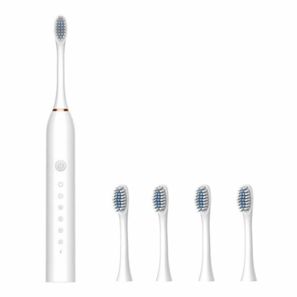Electric Toothbrush Powerful Cleaning Rechargeable 6 Modes Brush - 4 Heads USB