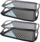 2 x Anti-Slip Top and Bottom Plastic Serving Tray with High Grip Rubber Non-Slip