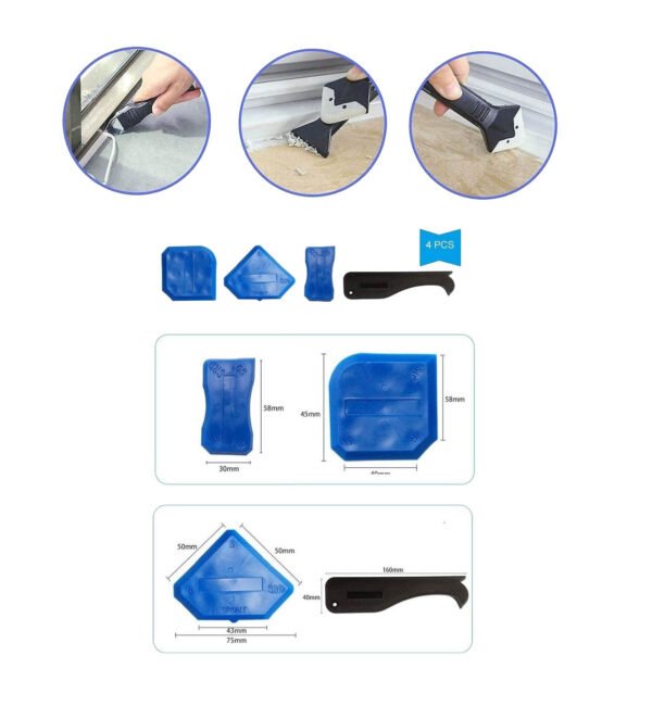 5-in-1 Silicone Sealant Remover and Caulking Tools Kit with Smoother Tool, Sealant Finishing Tool, Scraper, Caulking Mould Removal DIY for Bathroom, Kitchen, Floor, Window, Corner - Complete Tool Kit