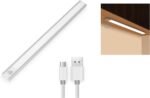 Mr.Gadget's Solutions LED Motion Sensor Closet Light with USB Rechargeable Battery, 3 Color Temperature Options, Dimmable Under Cabinet Lighting, Light for Kitchen, Wardrobe, Stairs (30cm)